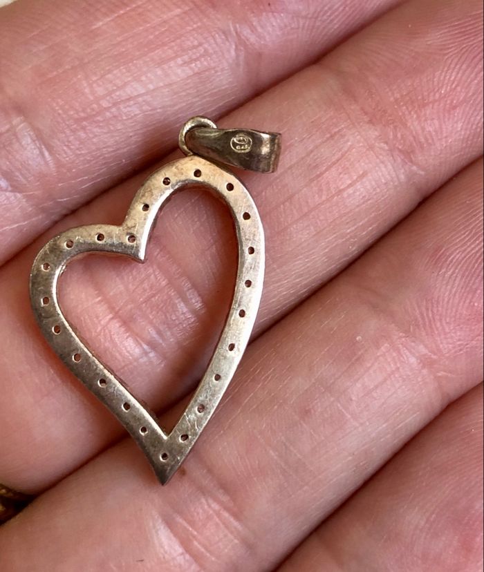 💜 Cœur en strass argenté & dorée pour pendentif vintage 💜 - photo numéro 4