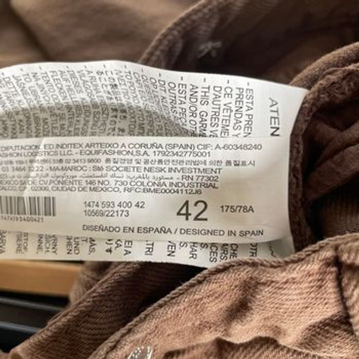 Pantalon large marron en velours côtelé 100% coton taille 42 Stradivarius V074 - photo numéro 9