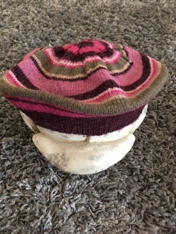 Bonnet enfant fille Okaïdi rose violet fushia kaki en laine