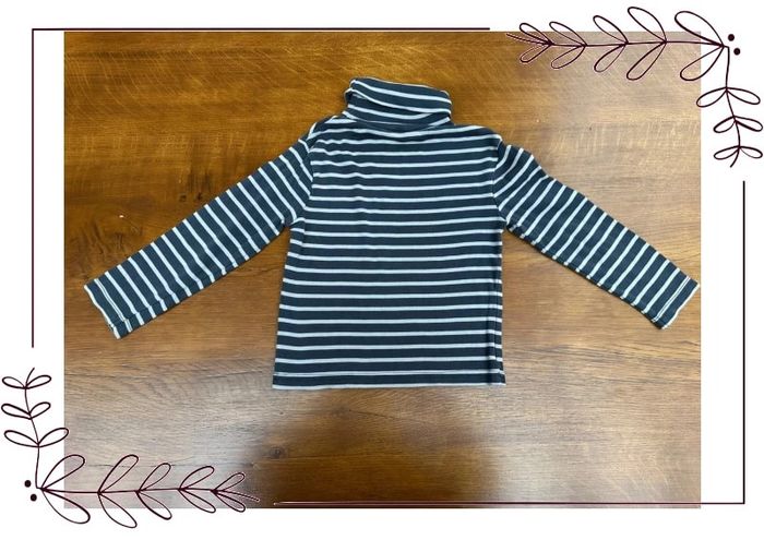 T-shirt manche longue col roulé Okaidi 5 ans rayé bleu marine et blanc - photo numéro 8