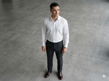 Chemise blanche manches longues Taille M-L fines rayures satinées