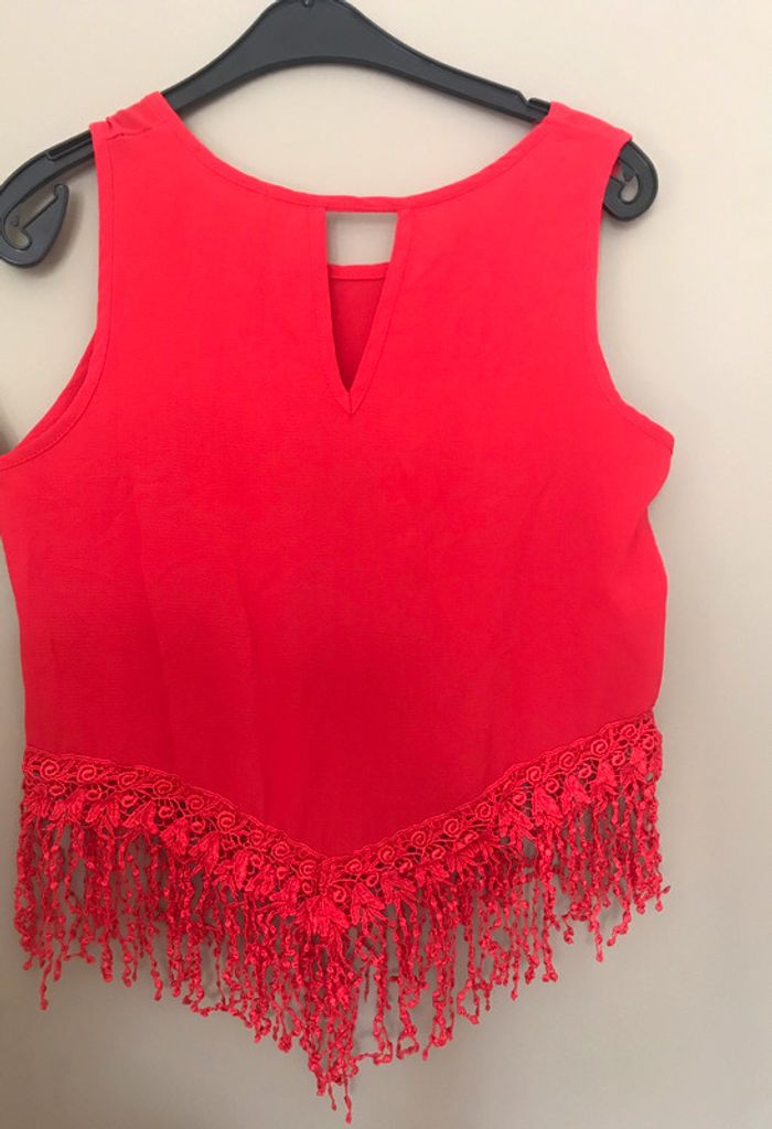 Débardeur rouge à franges - photo numéro 2