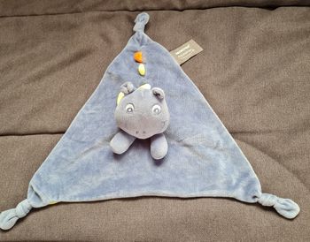 Doudou plat triangle Dragon bleu et vert - Orchestra