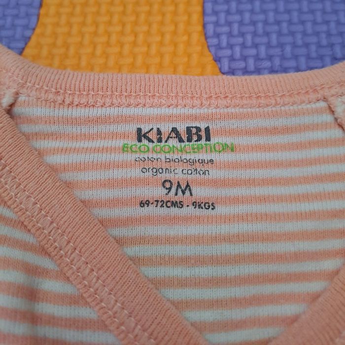Body manches courtes corail rose rayures, kiabi, taille 9 mois (69/72 cm) - photo numéro 3