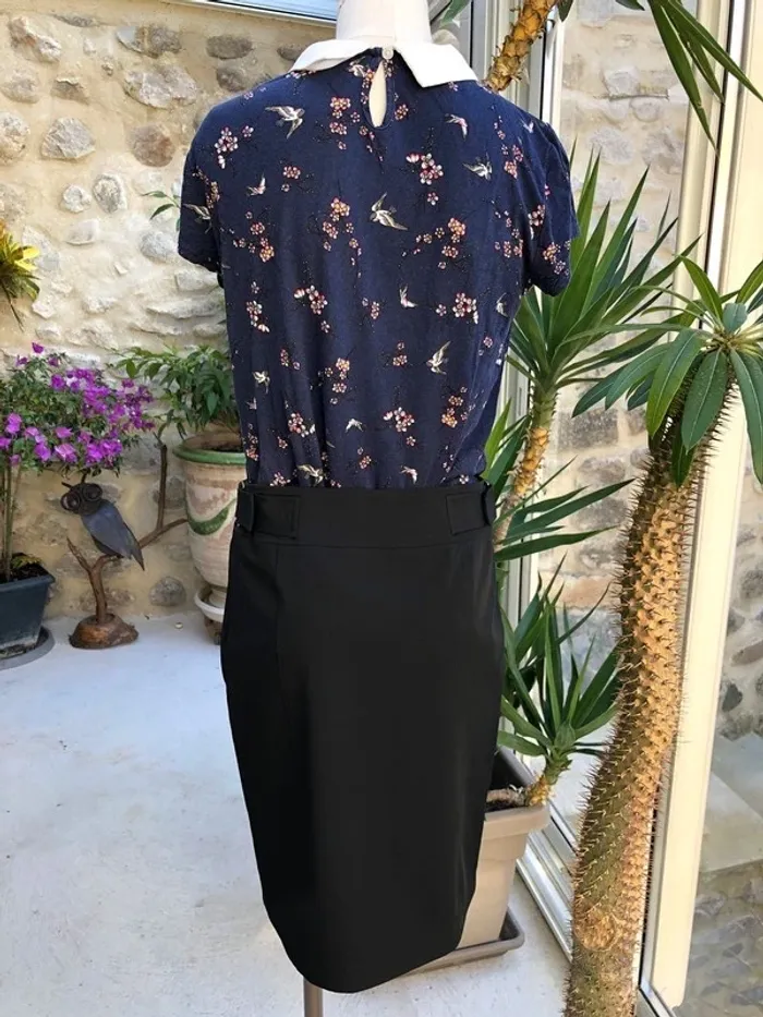 Monoprix - Jupe droite noire mi longue professionnelle type blazer - photo numéro 2