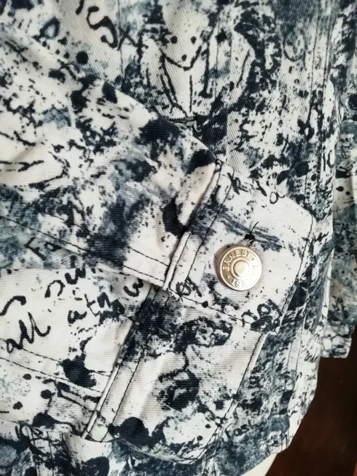 Veste jacket jean blanc white blue navy bleu Ernest - photo numéro 3