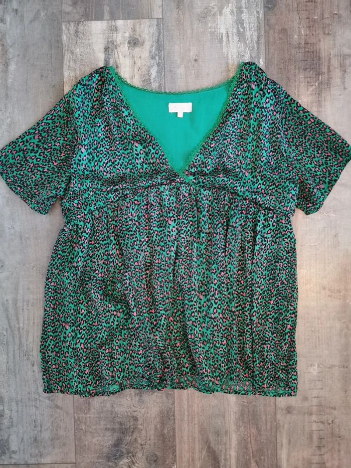 Tee shirt léopard rose et vert - taille S - GOA