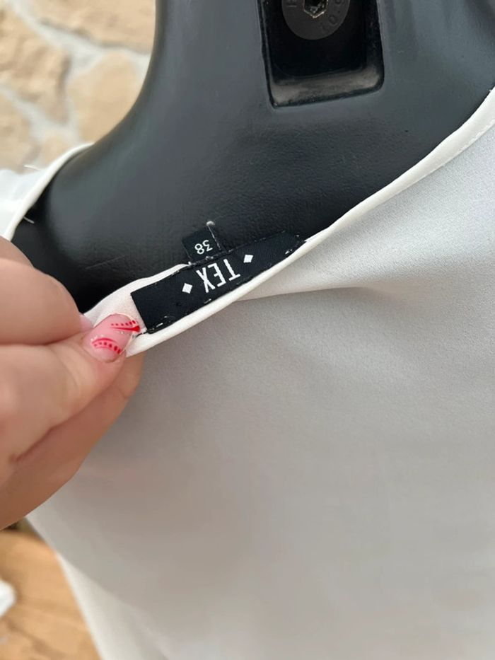Chemisier femme blanc taille 38 M blanc fluide tailleur manches longues tex - photo numéro 4