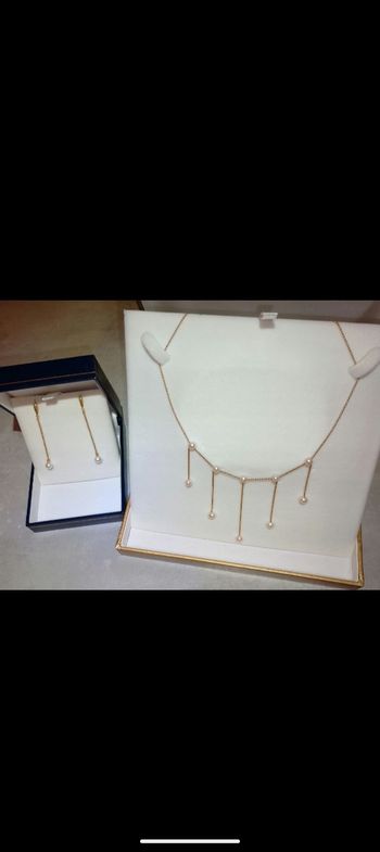 Parure collier/Boucles d'oreilles or et perles de culture