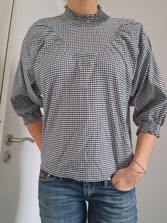 Blouse zara à carreaux manches 3/4