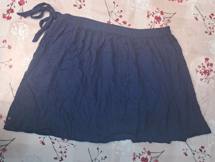 Belle jupe portefeuille bleue, bouton + lien 👗 - T40 - Bonobo - photo numéro 3