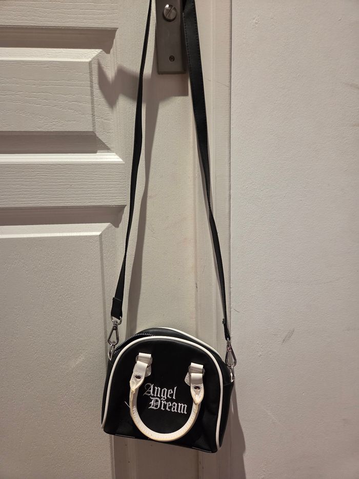 Petit sac blanc et noir avec double ance - photo numéro 2