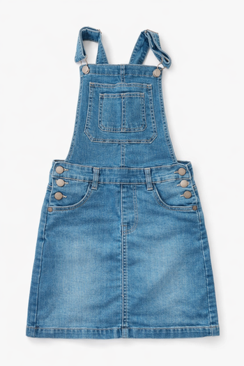 Robe salopette en jean, 10 ans.