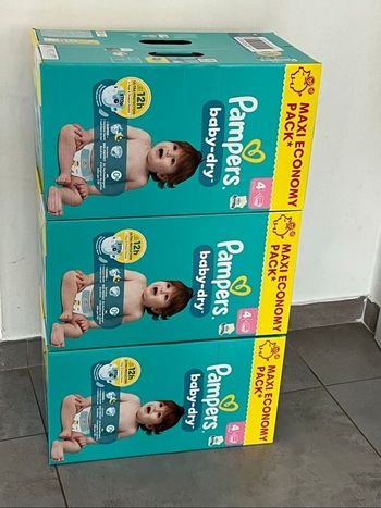 Lot de 3 caryons Pampers taille 4 Baby Dry  - Maxi Economy Pack