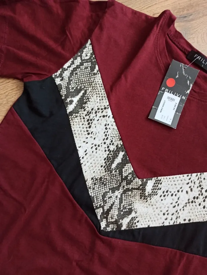 Tee shirt bordeaux homme L Oversize - photo numéro 3