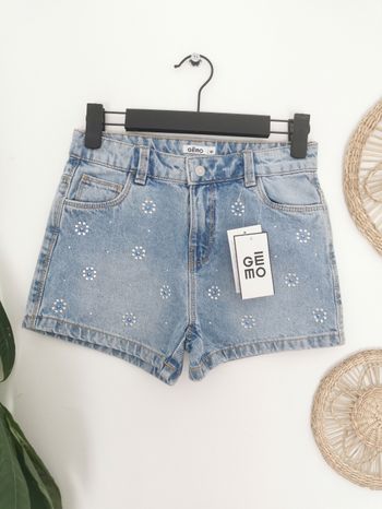 Short en jean délavé à strass Gémo 10 Ans