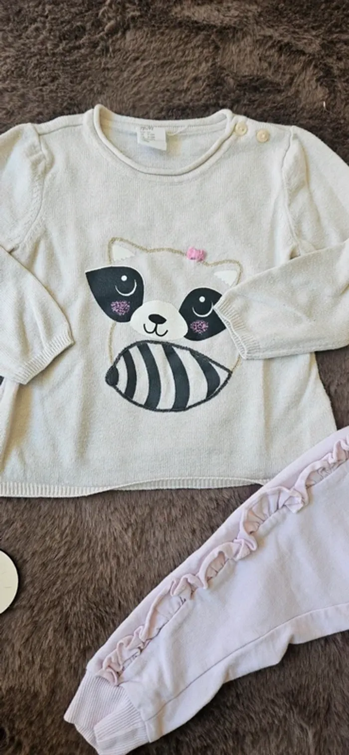 Ensemble 12 mois fille pantalon et pull fin - photo numéro 3