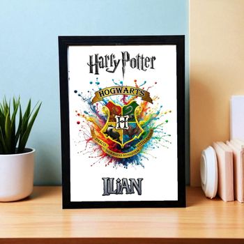 Cadre noir personnalisé avec prénom au choix Harry Potter neuf sous emballage format 24x32cm