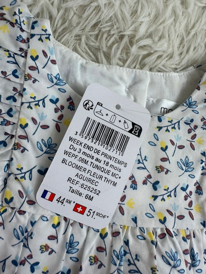 Robe fleurie avec bloomer gaze de coton Marese taille 6 mois - photo numéro 6