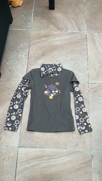 T-shirt + chemise kaki imprimé jaune/mauve 10 ans neuf (n°22)