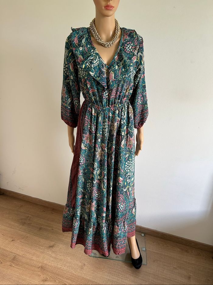 Robe longue imprimée neuve en soie Corte Hindu taille unique - photo numéro 3