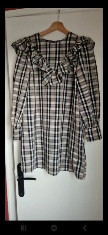 Robe à rayures et carreaux blanc marron noir Primark