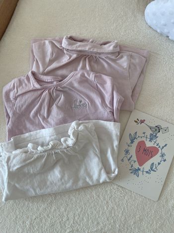Lot de 3 Hauts unis 3 mois