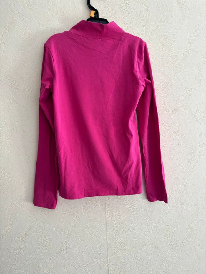 T-shirt rose col roulé en coton manches longues imprimée fille 10 ans comme neuf - photo numéro 7