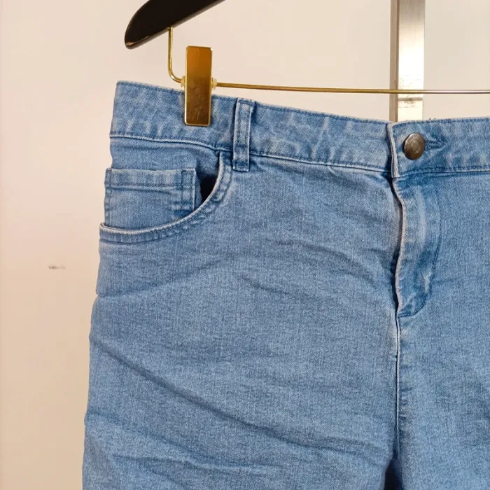 Short en jean bleu clair délavé taille haute Inextenso taille 42 A856 - photo numéro 3