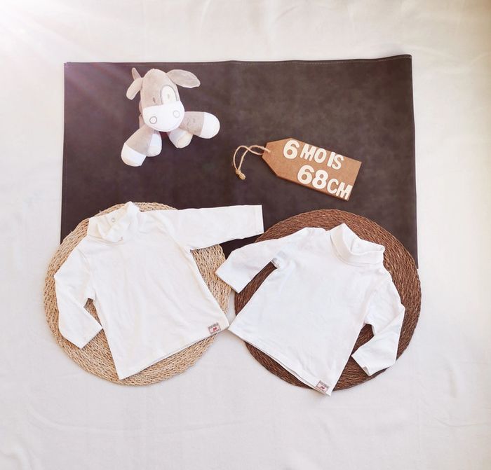 Tee-shirt col roulé 👣 lot de 2, blanc, tape à l'œil, 6mois