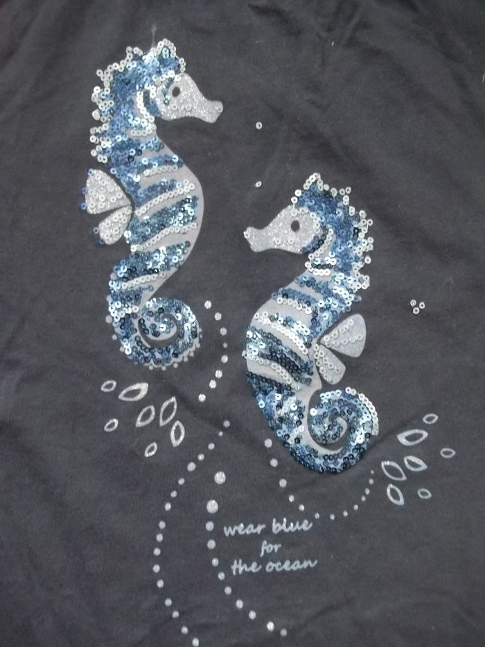 Débardeur bleu marine sequins hippocampes Okaïdi (2) 12 ans/152 cm - photo numéro 3