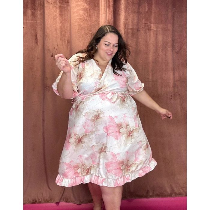 Robe a fleurs rose et beige cache cœur - photo numéro 11