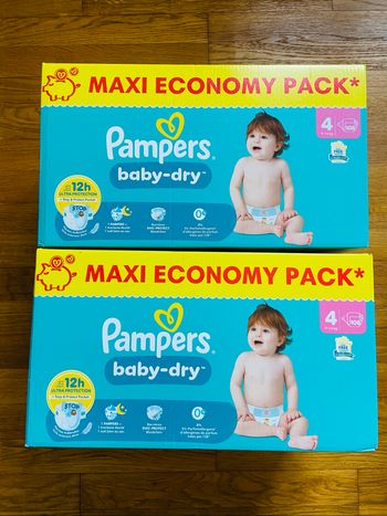 2 maxi packs Pampers Baby Dry taille 4
