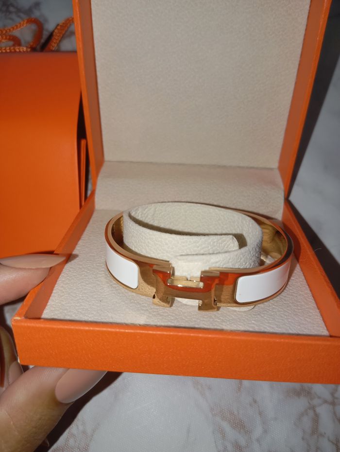 Bracelet Hermès blanc et or  avec boîte neuf