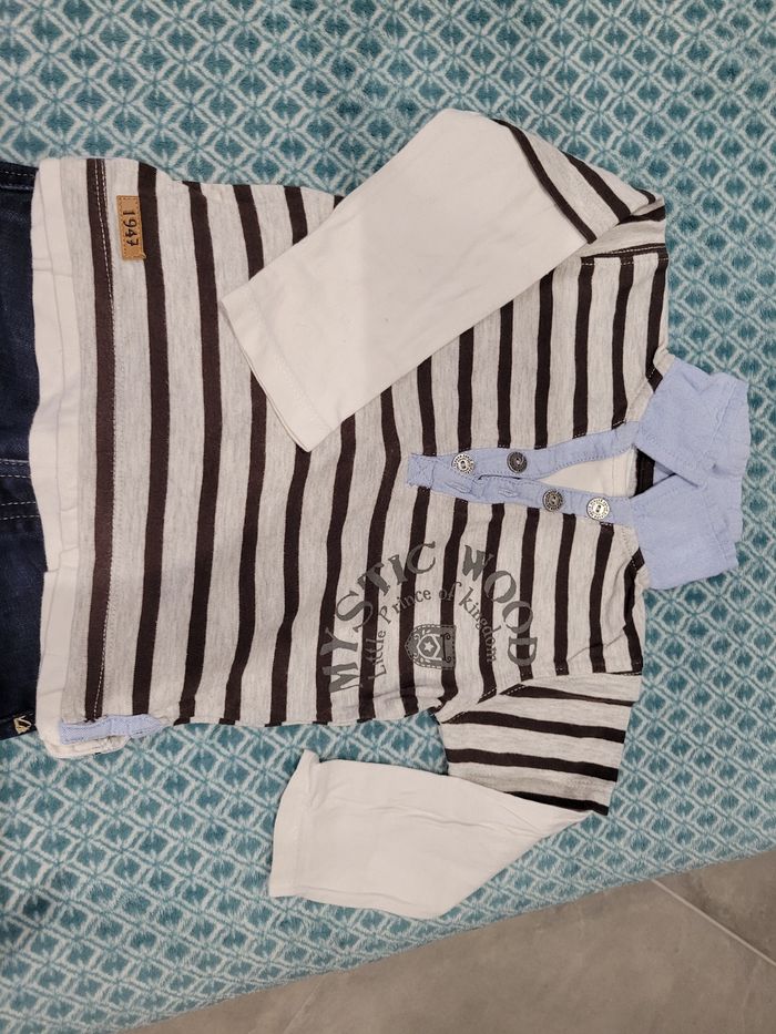 Ensemble T-shirt manches longues + jean 18mois - photo numéro 2