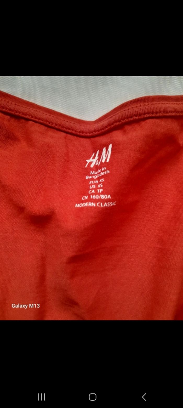 Tee shirt à manches longues femme rouge H&M taille XS - photo numéro 3