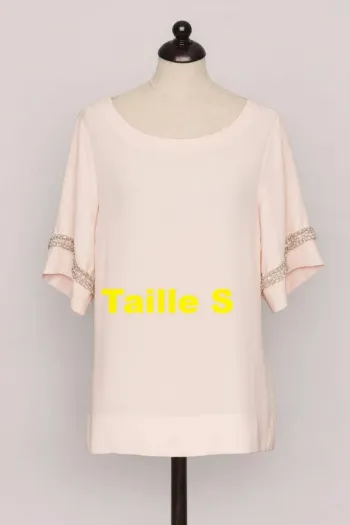 Tunique manche courte rose avec perle et strass Vero Moda Taille S