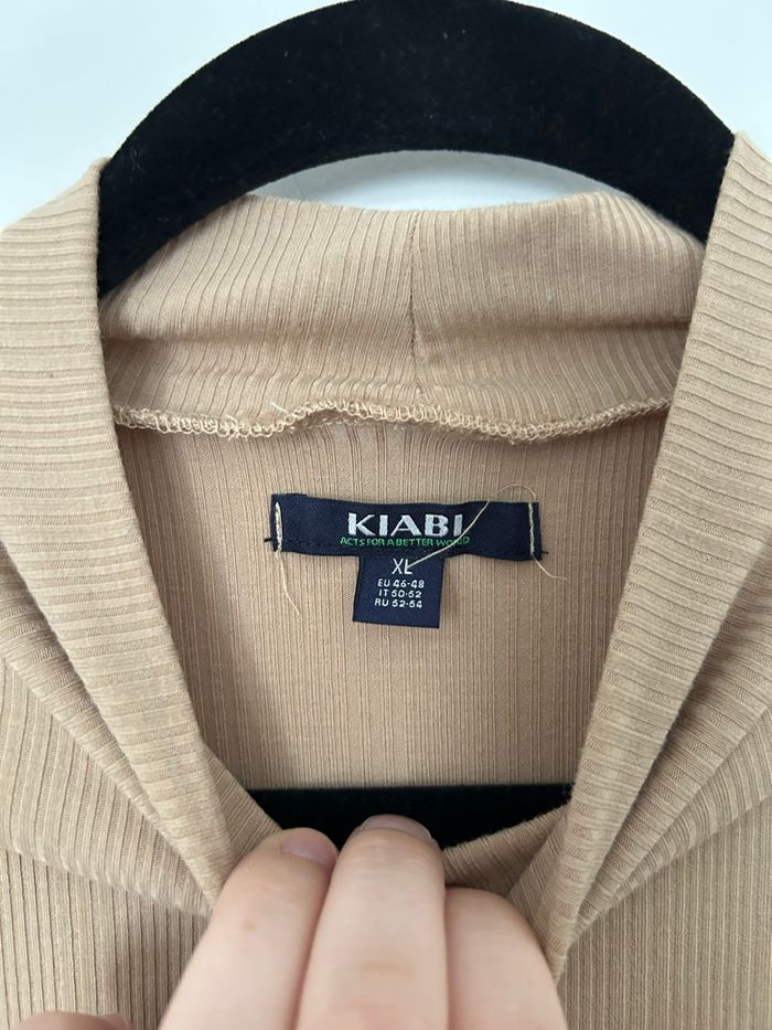 Sous pull beige marron col montant côtelé matière élastique Kiabi XL - photo numéro 3