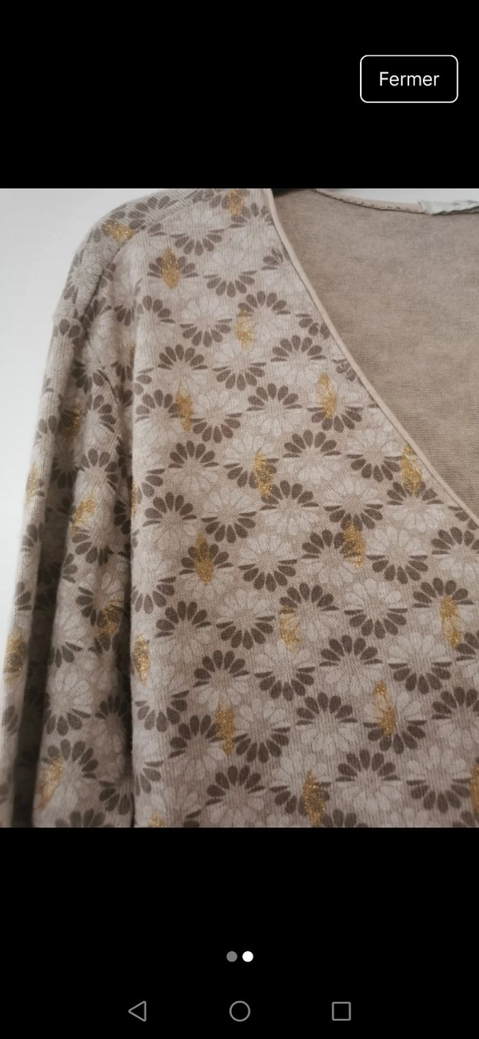 Robe pull beige fleurs - photo numéro 2