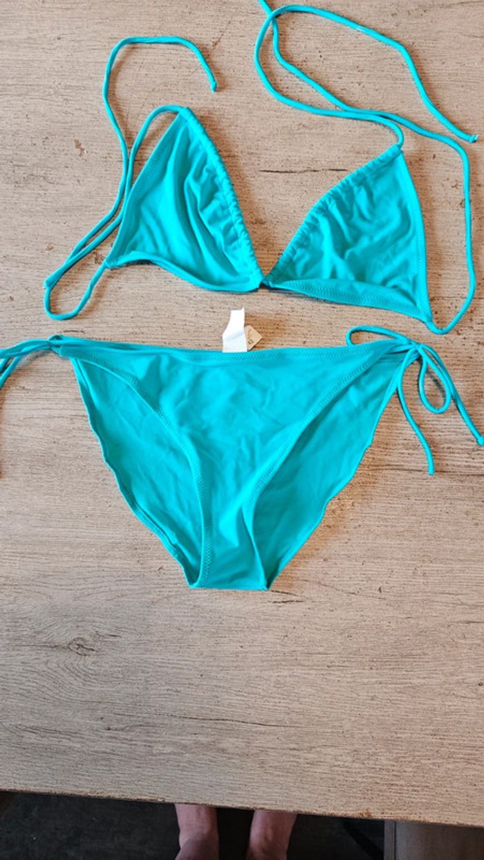 Bikini femme turquoise Tex, 42, peu mis - photo numéro 2