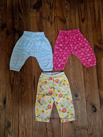 Lot de 3 pantalons ete bebe fille