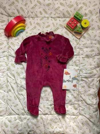 pyjama grenouillère en velours prune 3 mois du pareil au même