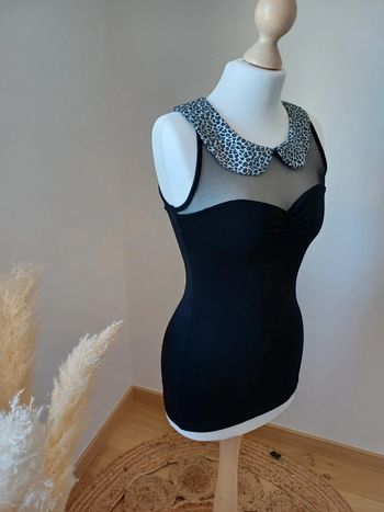 Blouse noire chic avec col claudine taille XS 34