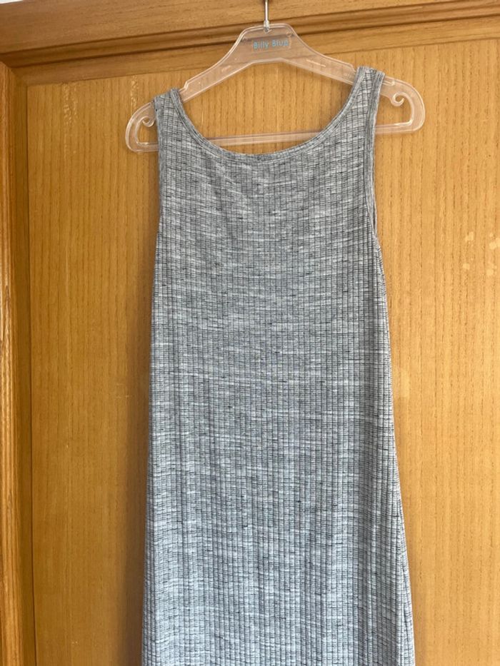Robe longue côtelée moulante gris chiné XS - photo numéro 2