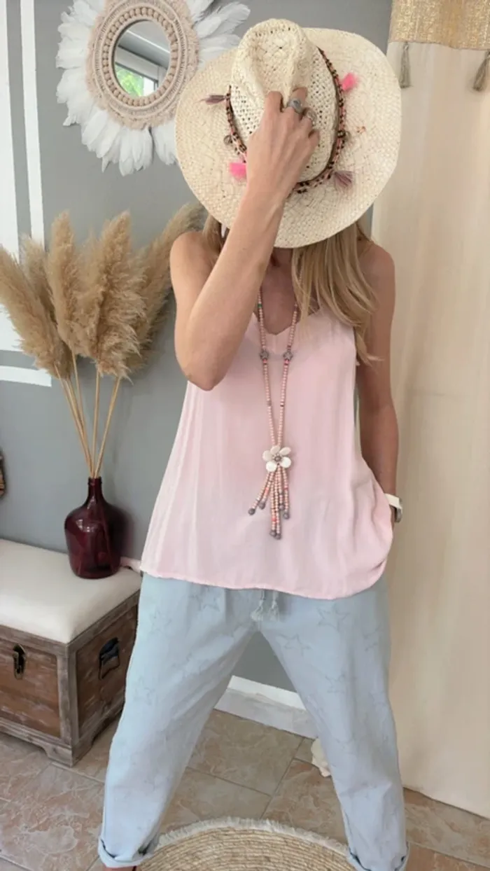 Débardeur rose poudré bretelles réglables taille unique - photo numéro 2