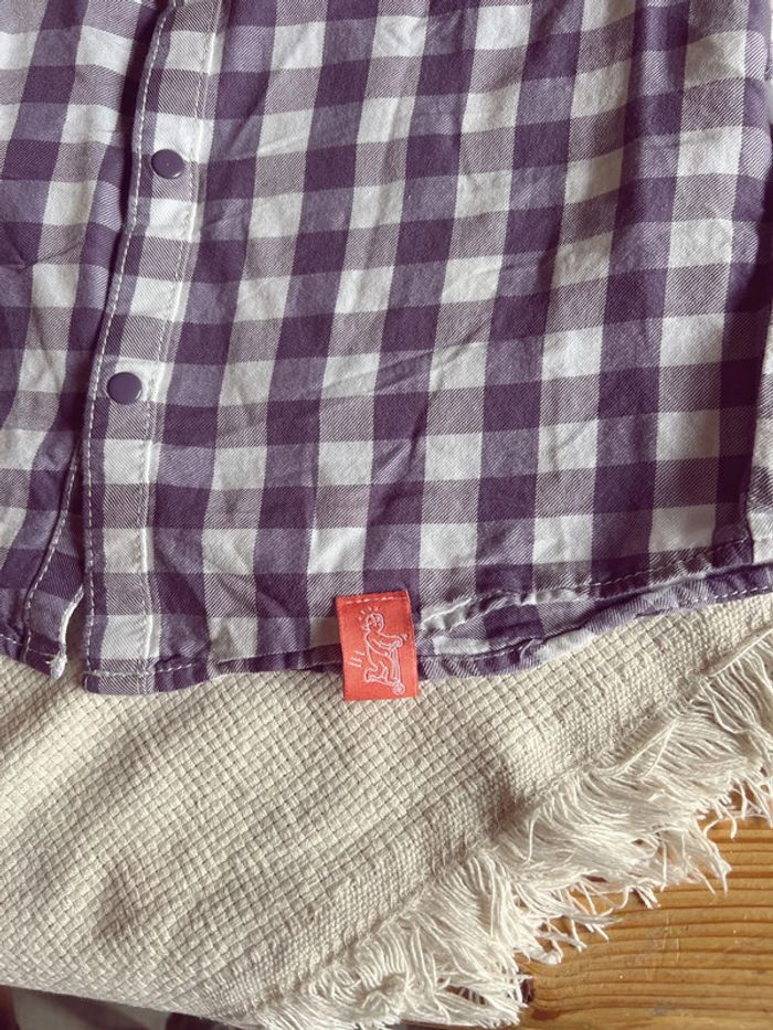 Chemise à carreaux vichy gemo violet 6 ans - photo numéro 5