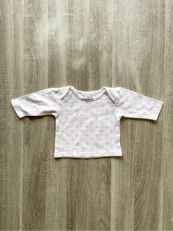T-shirt manches longues à pois bébé fille taille 2-4 mois Ergee