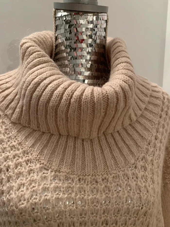 Pull long ajouré avec col roulé h&m taille 36 - photo numéro 2