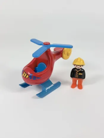 Playmobil 1.2.3 Pompier avec hélicoptère
