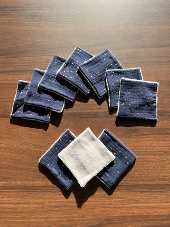 Lot 10 carrés cotons lavables réutilisables